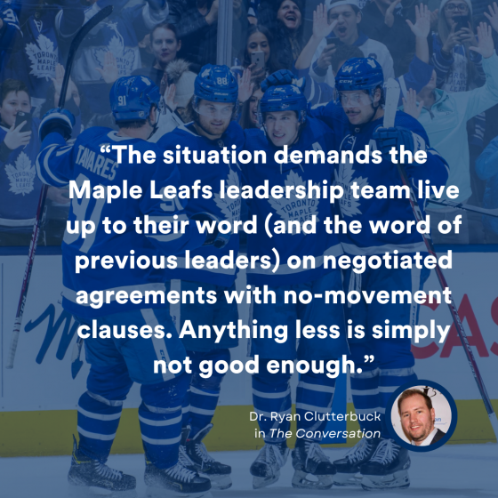 Dr. Ryan Clutterbuck Core Four Leafs players quote