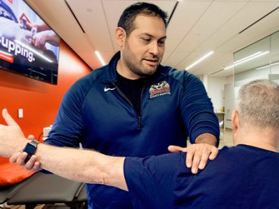 David Albines performing some physio therapy
