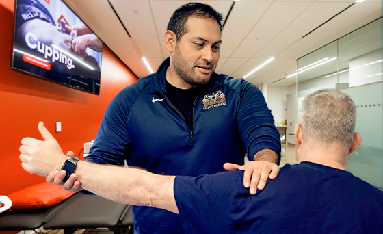David Albines performing some physio therapy