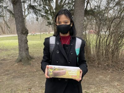 Second place winner posing with prize.