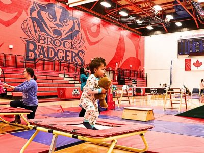 Child on trampoline in Brock's Children's Movement Program