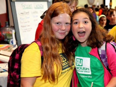 Two girls smiling